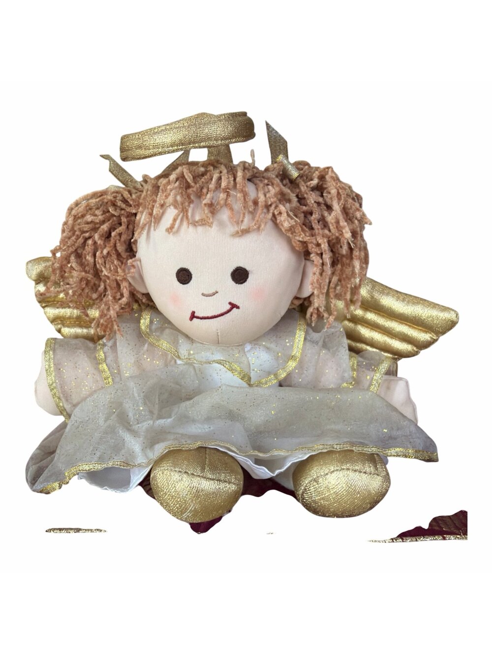 Angel Plush Doll with Gold Wings and Halo giggle doll